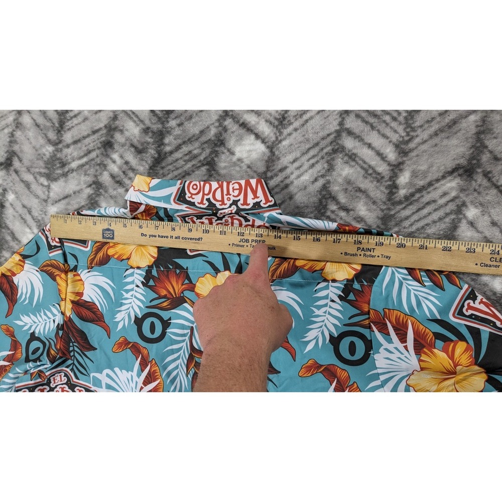 El Weirdo Ironic Floral Palm Hawaiian 4 Way Stretch Button Shirt Silly Crazy XL - Picture 4 of 9